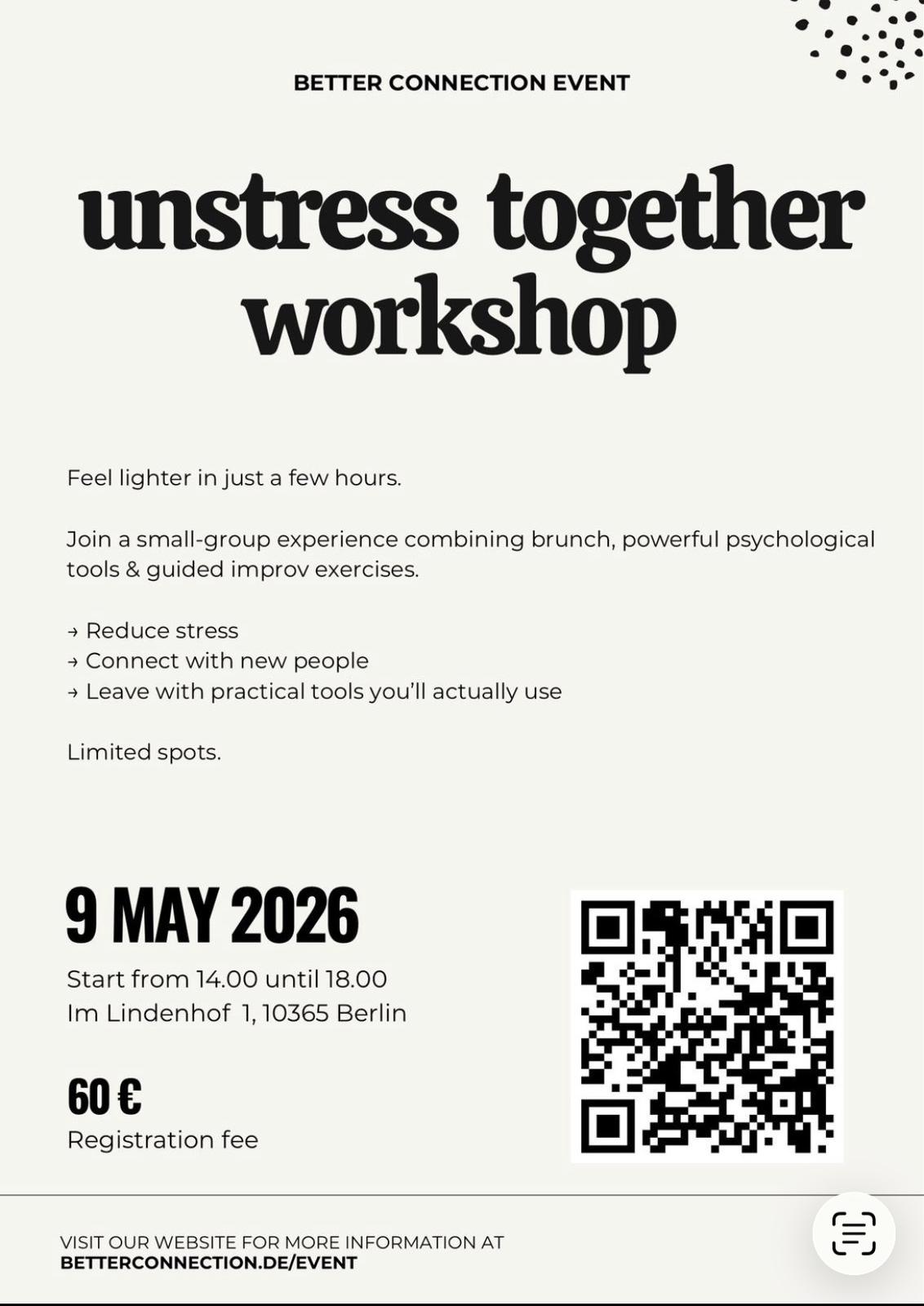 Unstress Together Workshop flyer