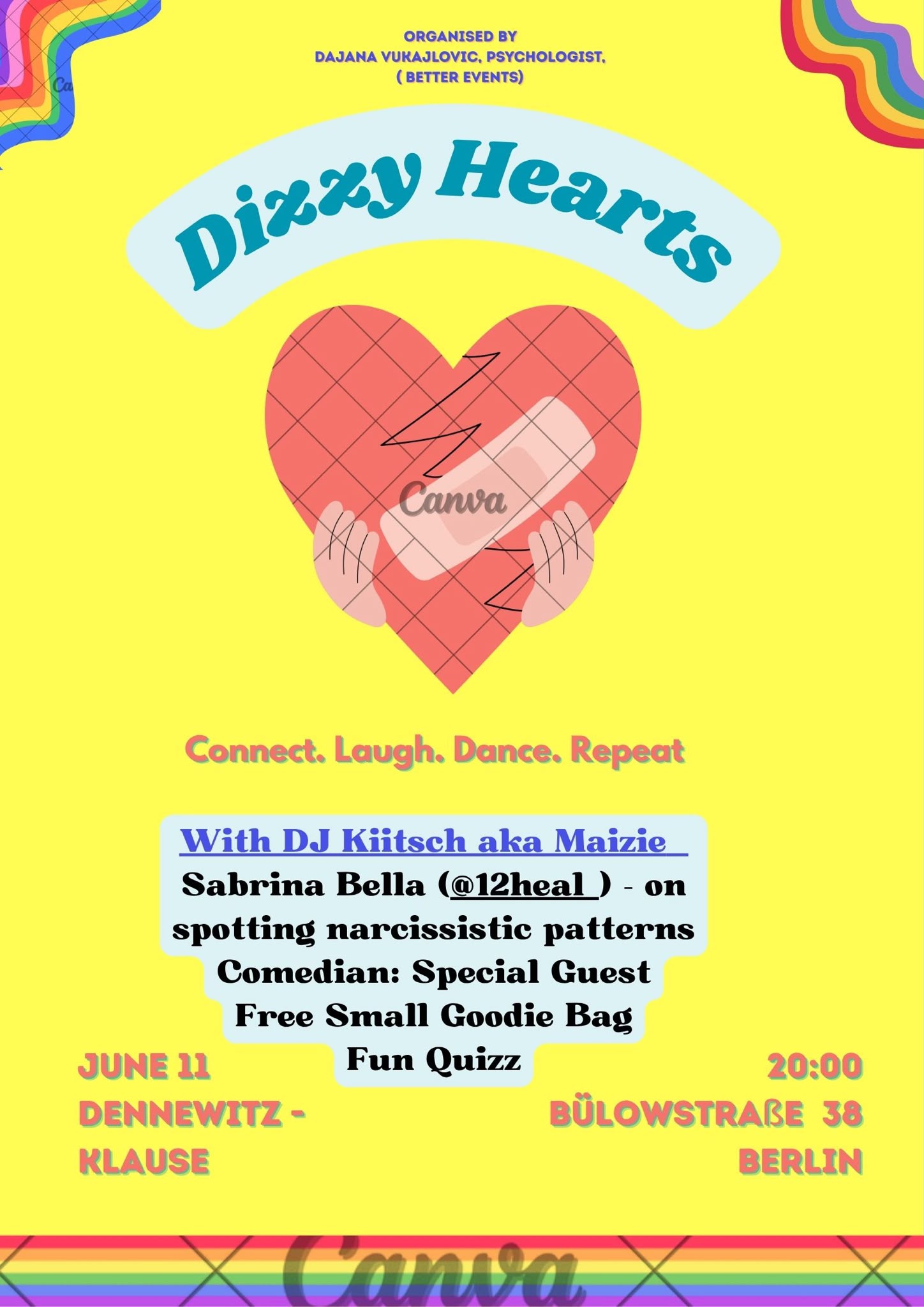 Dizzy Hearts event flyer